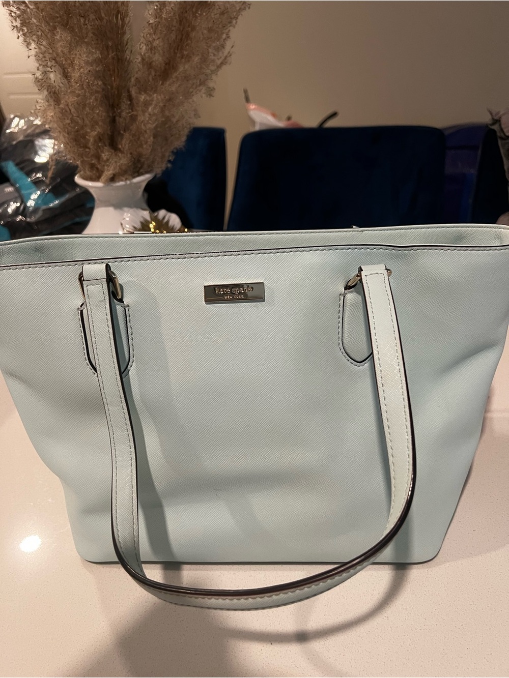 kate spade Light Blue Saffiano Leather Tote